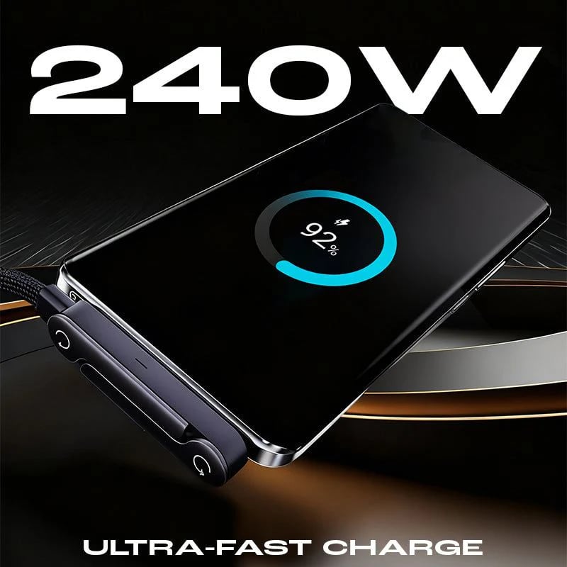 240w super fast charging-Invisible Holder Charger Cable with Stand