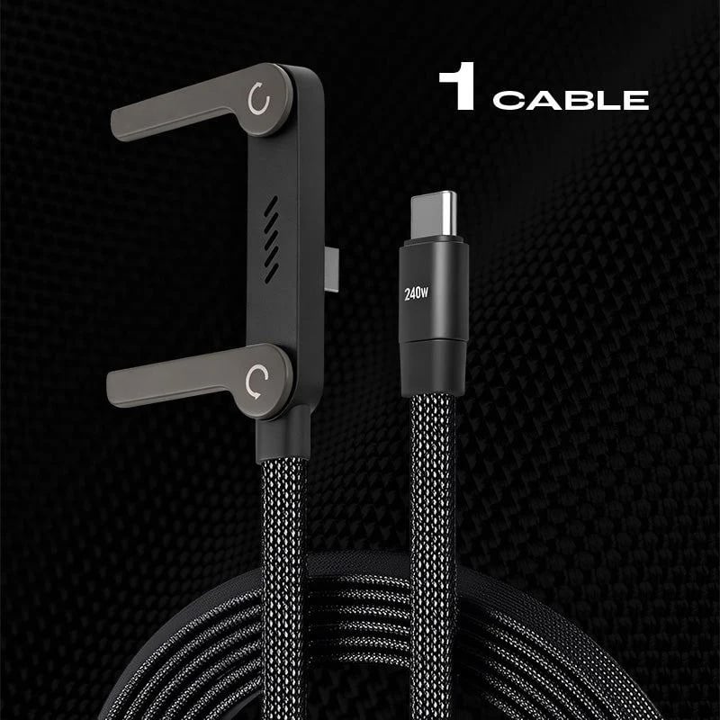 240w super fast charging-Invisible Holder Charger Cable with Stand
