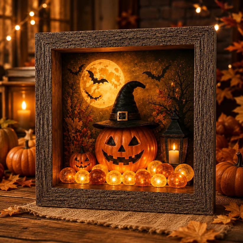 DIY Lighted Halloween Shadow Box Kit