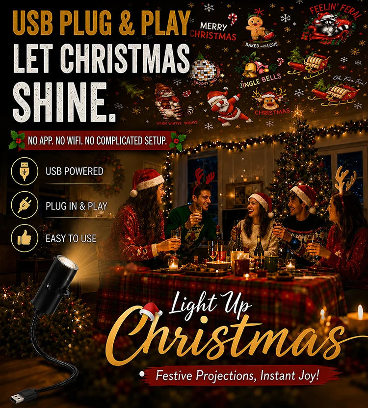 USB plug and play Christmas projector light
