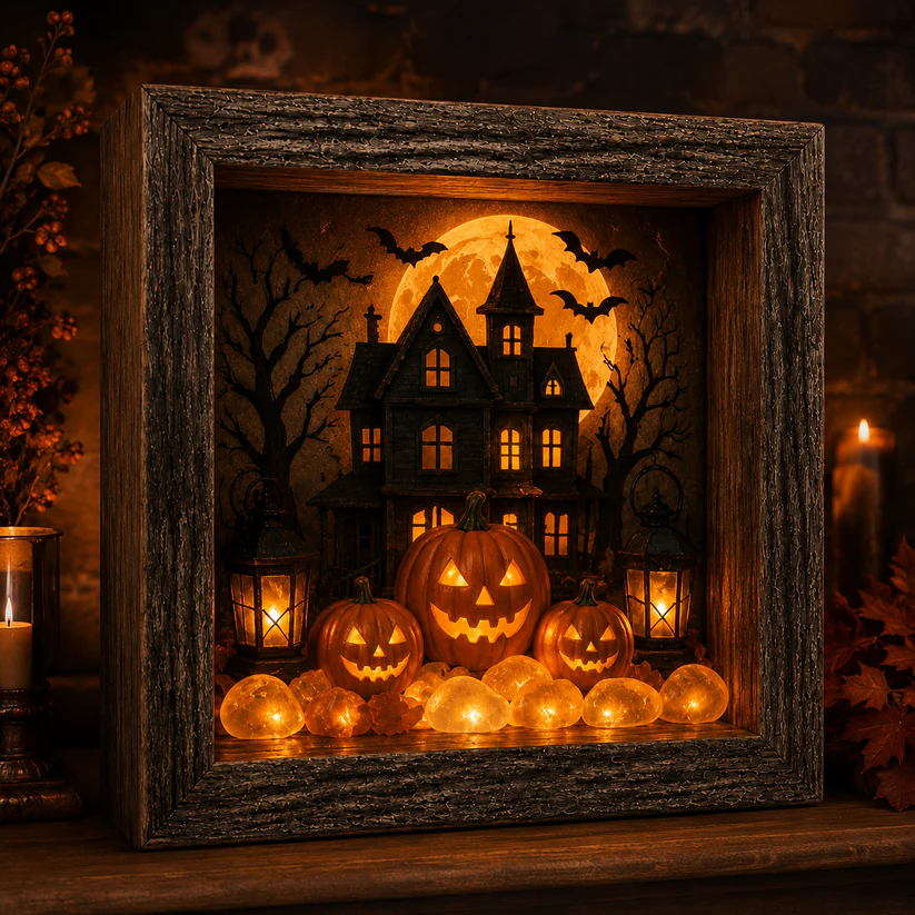 DIY Lighted Halloween Shadow Box Kit