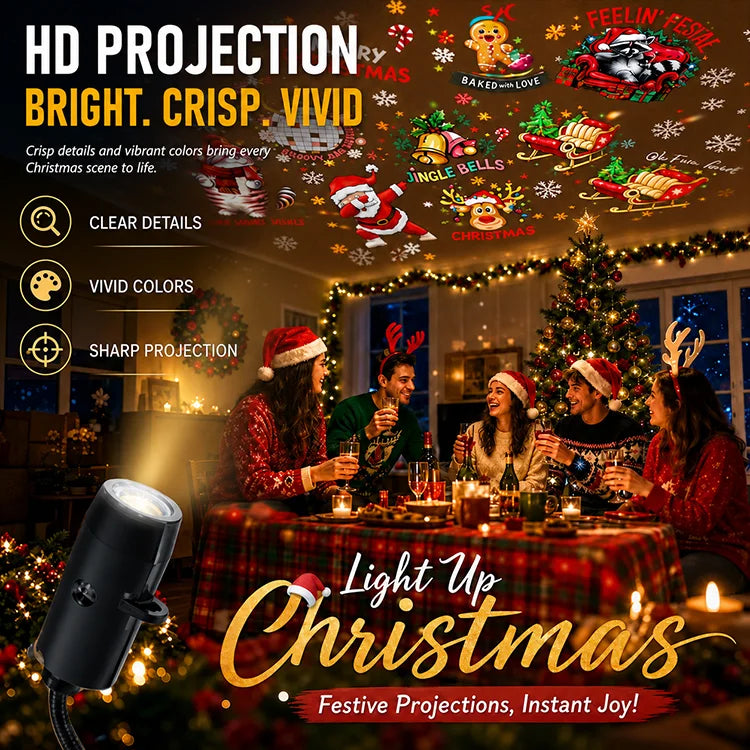 🎄50% OFF!🎉10-Scene Christmas Projector Light – USB Wall & Ceiling Holiday Projector