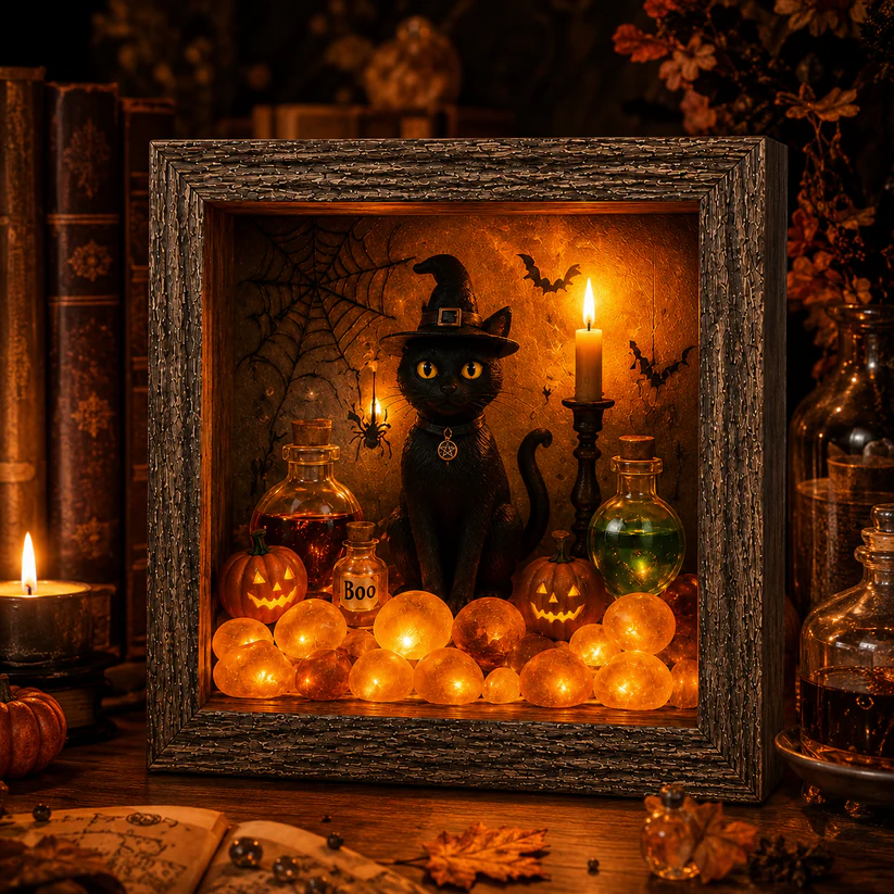 DIY Lighted Halloween Shadow Box Kit