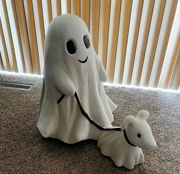 👻2024 Ghost Walking Dog Statue | Resin Art | Hand Painted Art