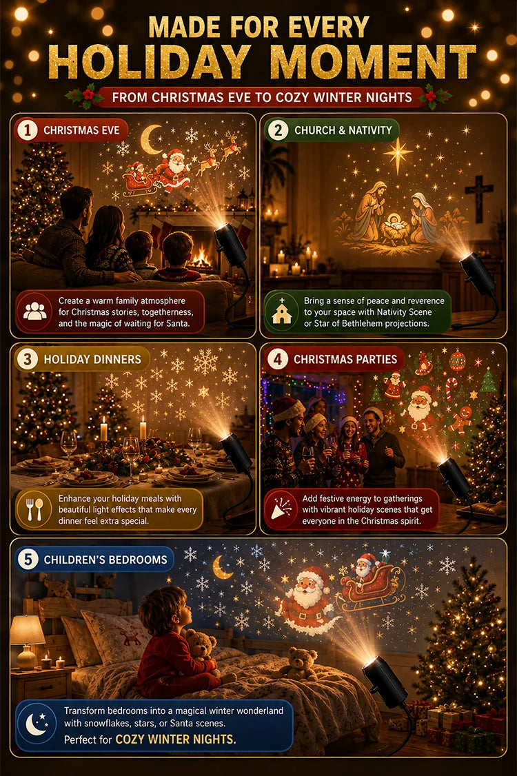 Christmas projector for Christmas Eve parties dinners and children's bedrooms