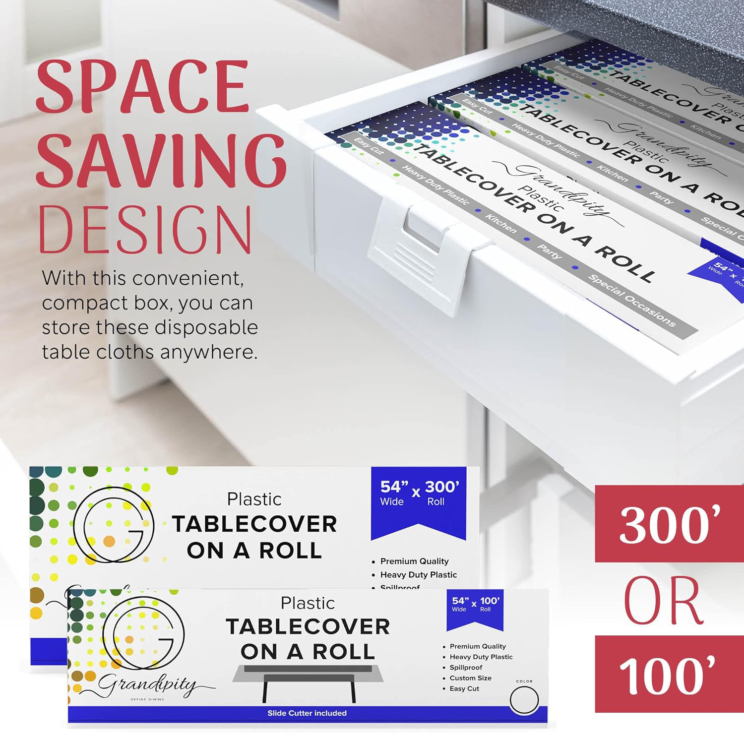 Plastic Tablecloth Roll with Cutter Box