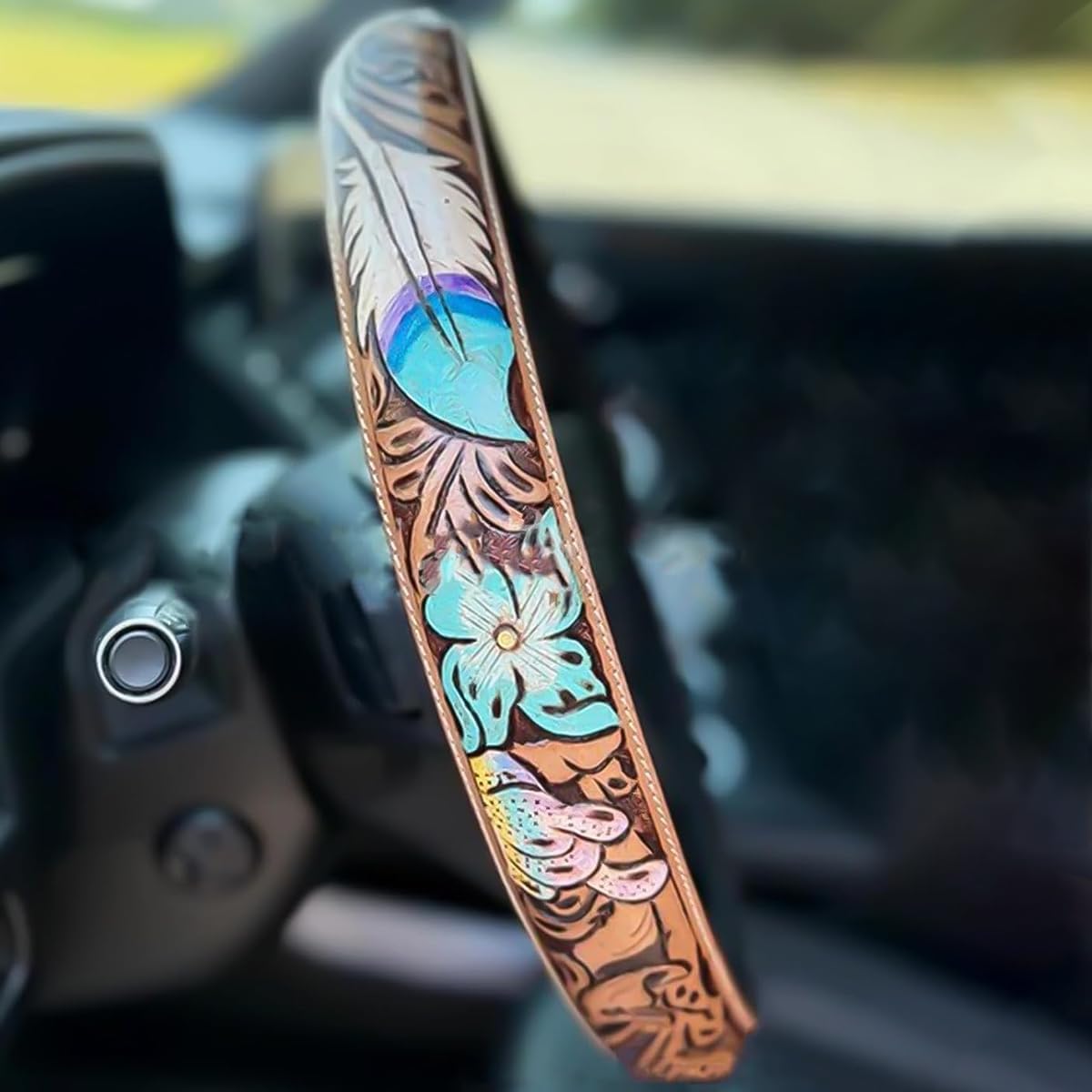 Western Leather Steering Wheel Cover