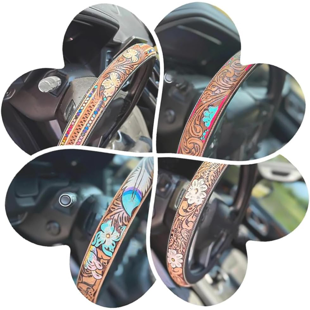 Western Leather Steering Wheel Cover