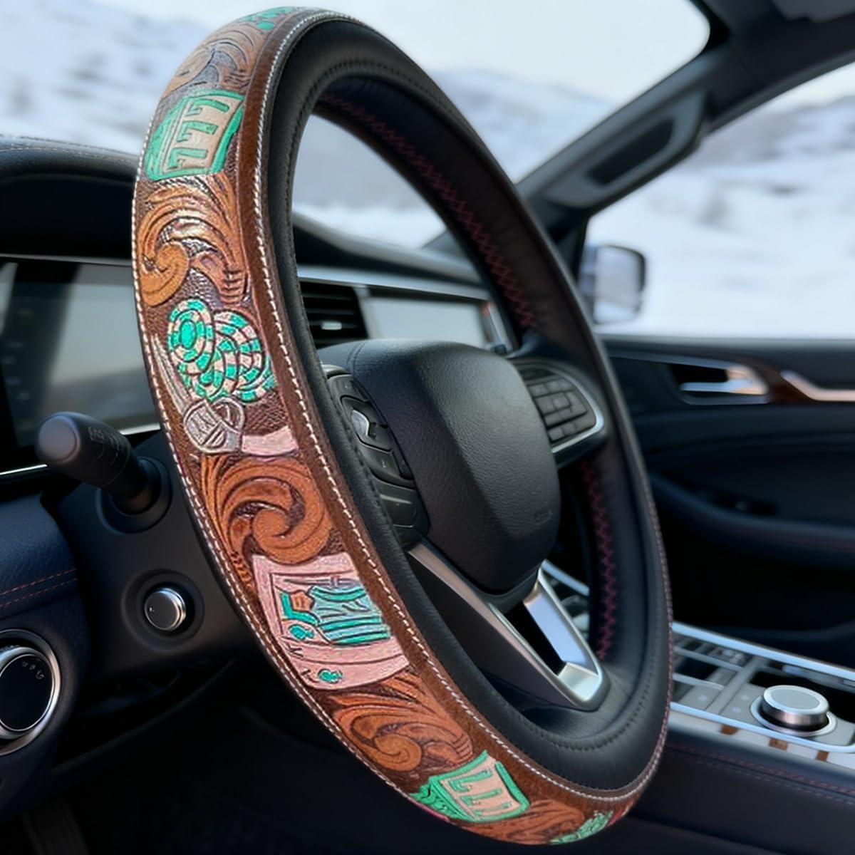 Western Leather Steering Wheel Cover