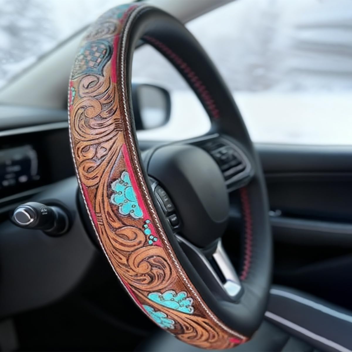 Western Leather Steering Wheel Cover
