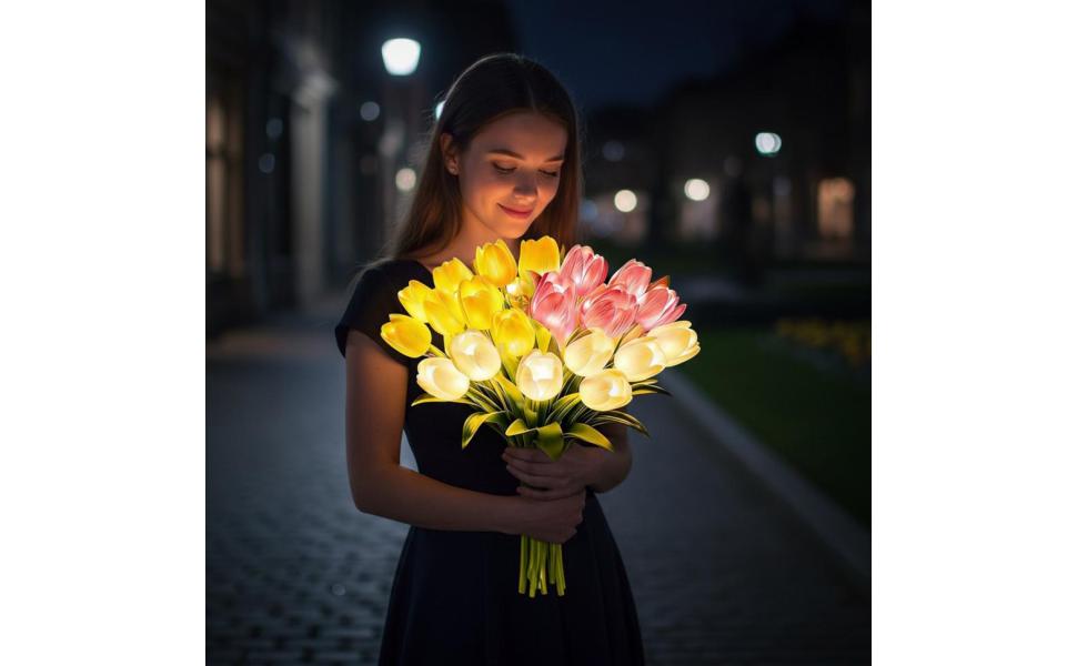 Flower Shaped Ambient Lamp Luminous Bouquet Ornament Artificial Flowers Night Lamp
