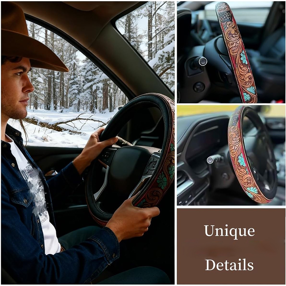 Western Leather Steering Wheel Cover