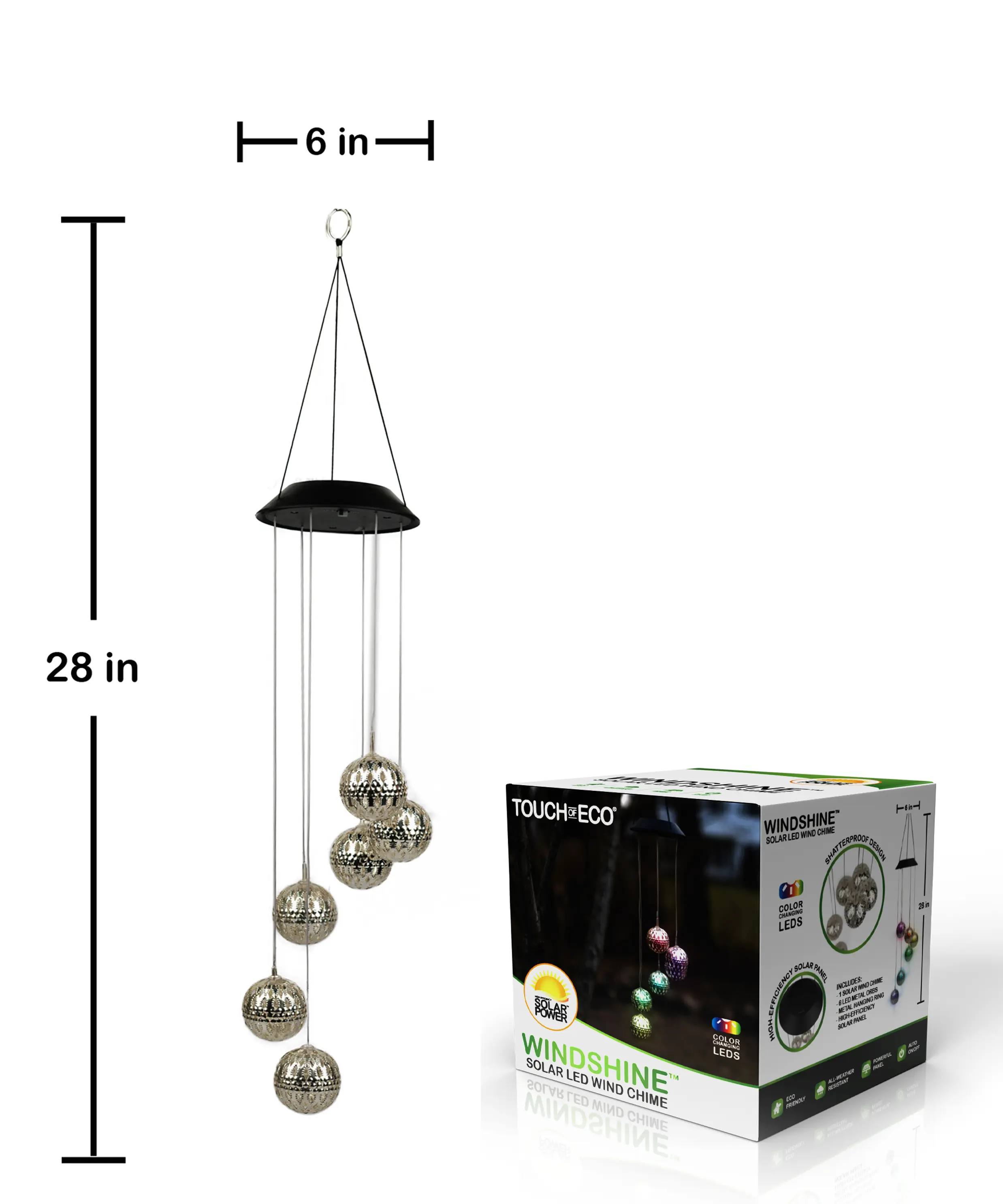 Touch of Eco Solar Metal Orb Wind Chime 