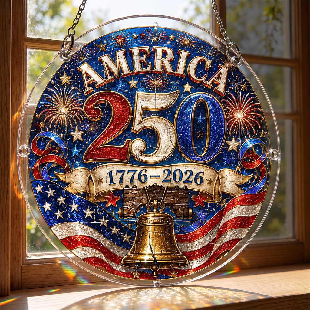 U.S. 250th Puzzle Suncatcher - Acrylic Stained Glass Style
