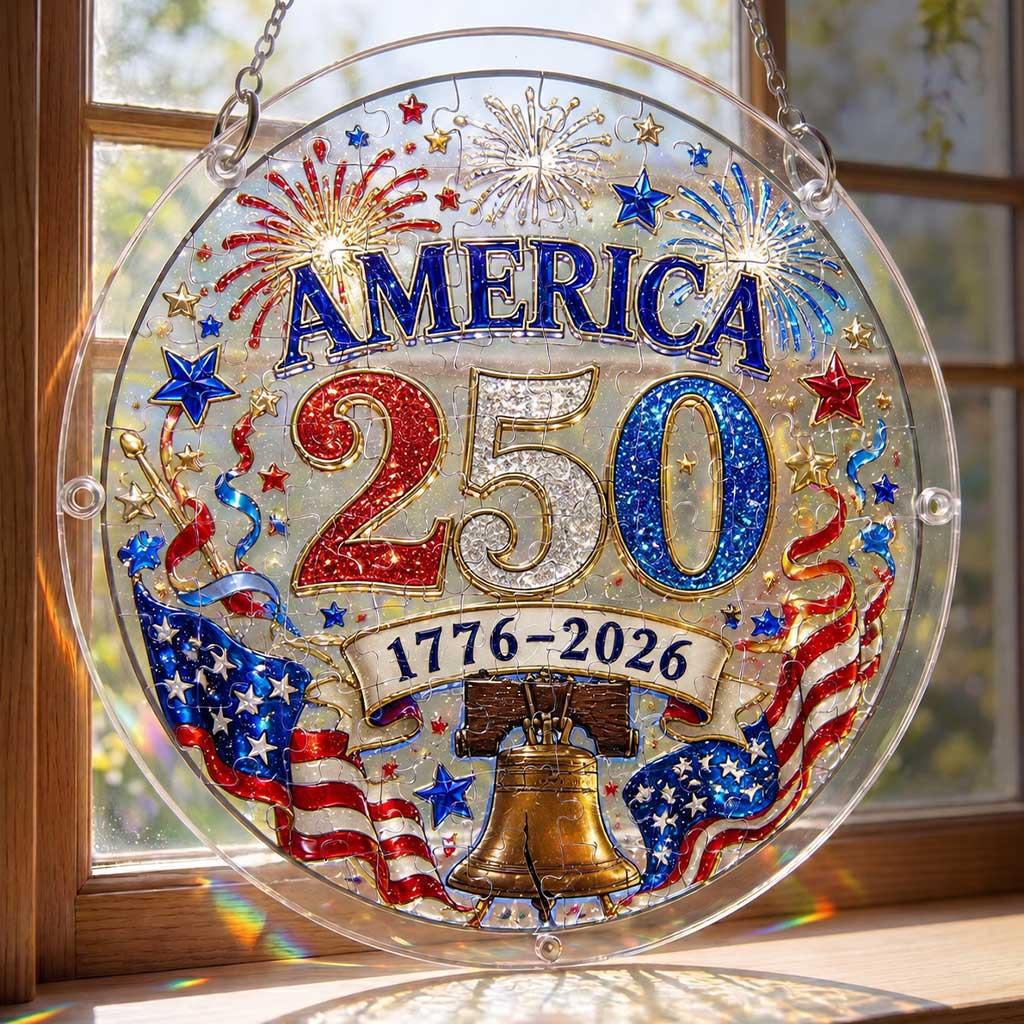 U.S. 250th Puzzle Suncatcher - Acrylic Stained Glass Style