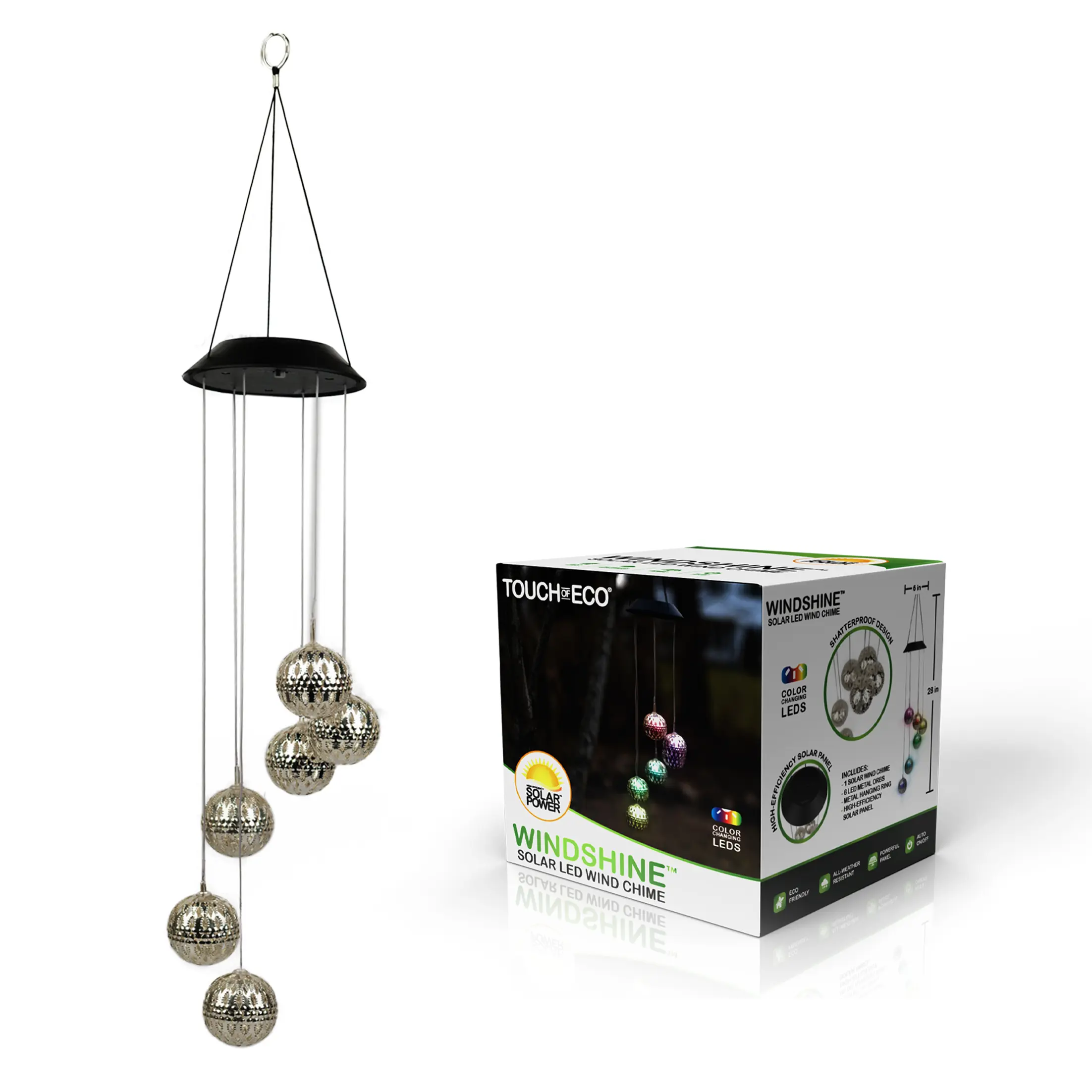 Touch of Eco Solar Metal Orb Wind Chime 