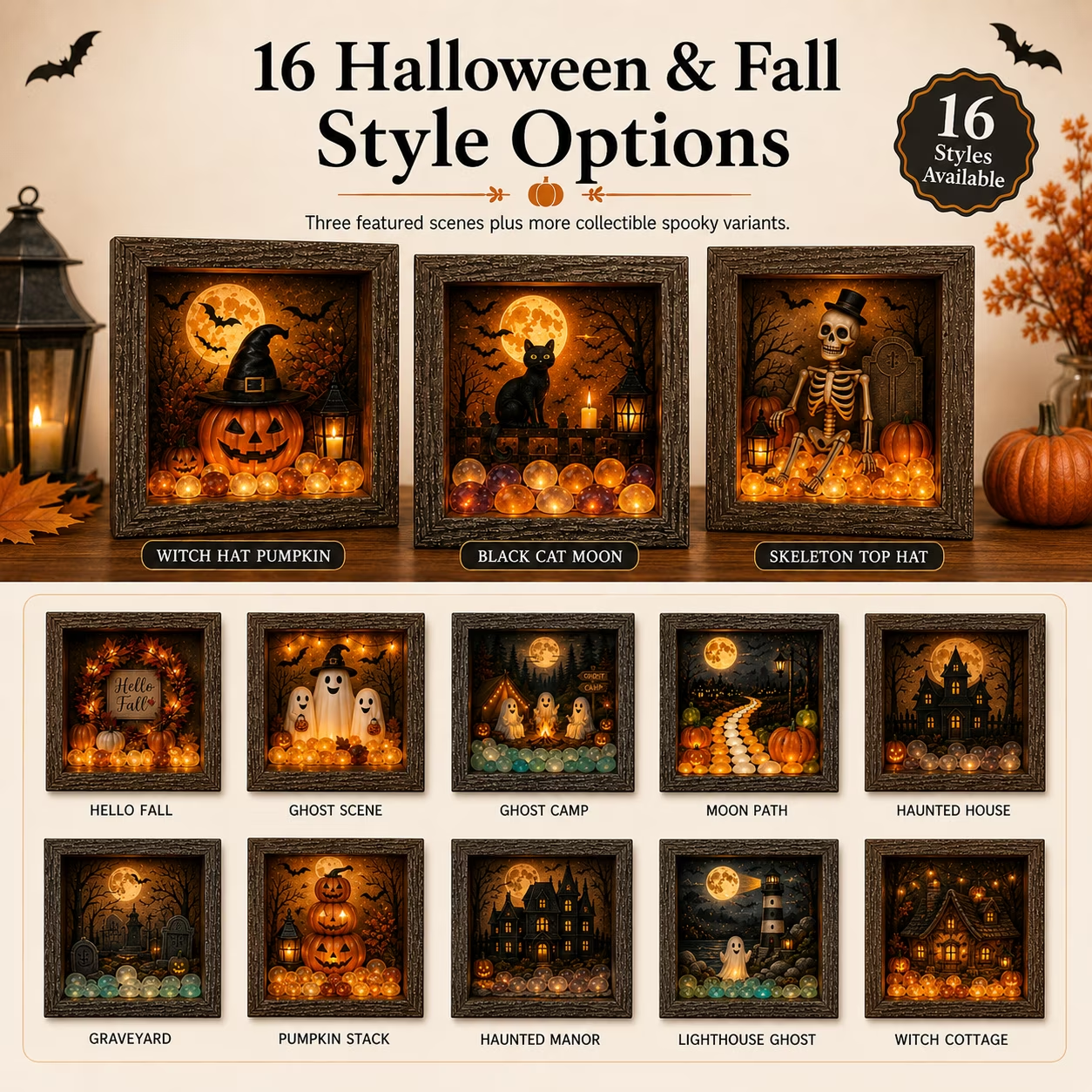 DIY Lighted Halloween Shadow Box Kit