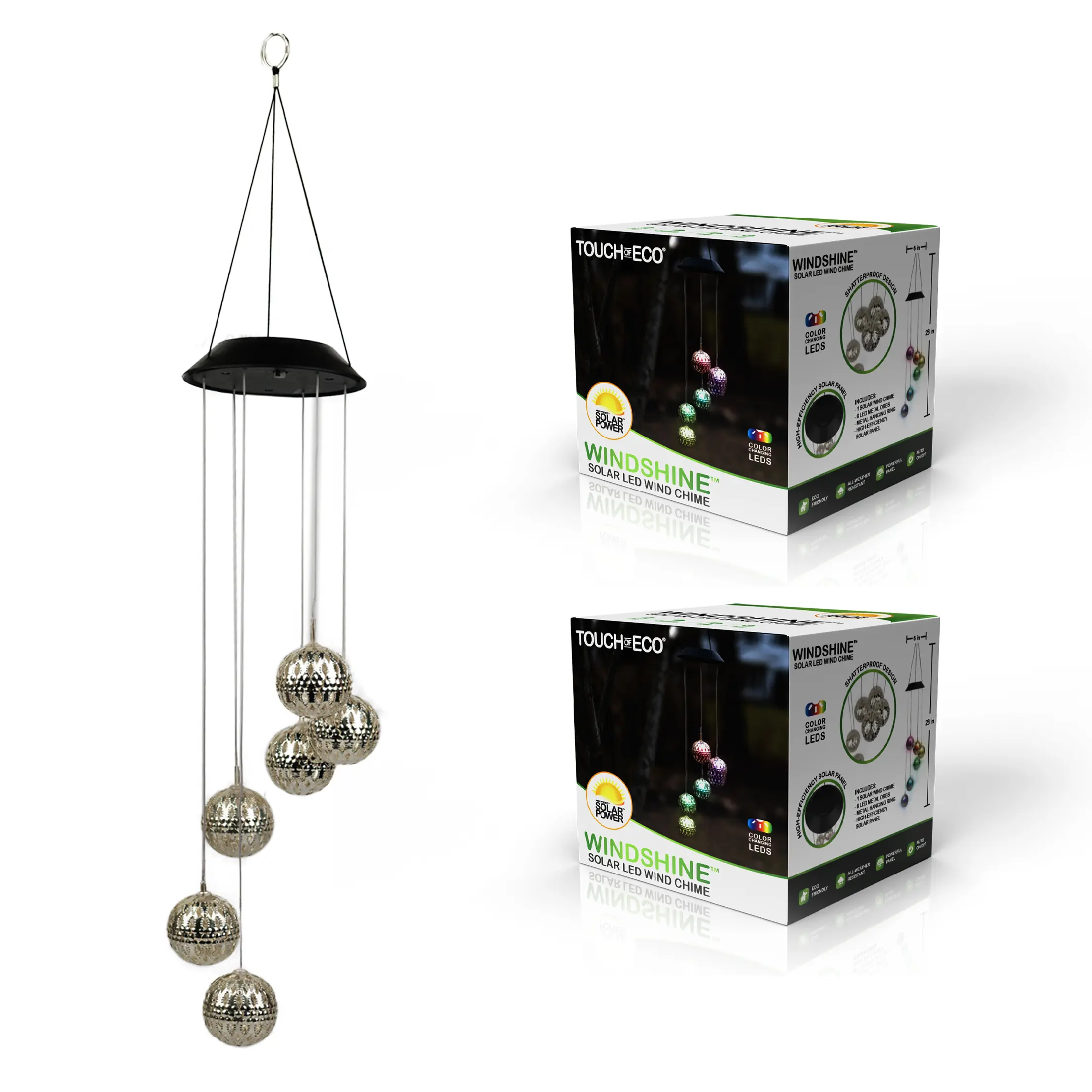 Touch of Eco Solar Metal Orb Wind Chime 
