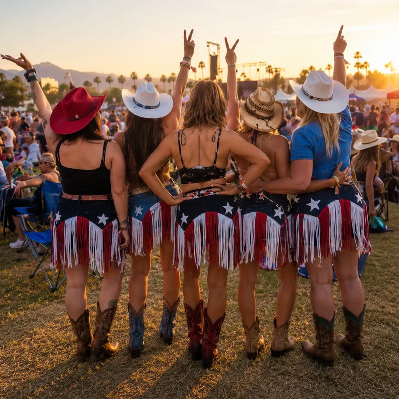 USA 250th Anniversary Patriotic Denim Fringe Belt