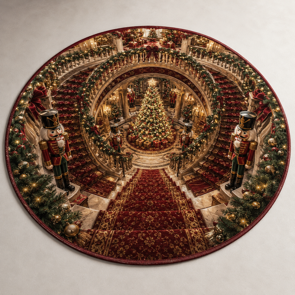 📢📢Mega Sale⏰！！！1🎄 Christmas 3D Illusion Rug – Magical Holiday Portal Floor Decor