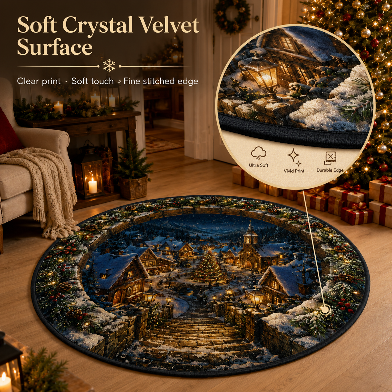 📢📢Mega Sale⏰！！！1🎄 Christmas 3D Illusion Rug – Magical Holiday Portal Floor Decor