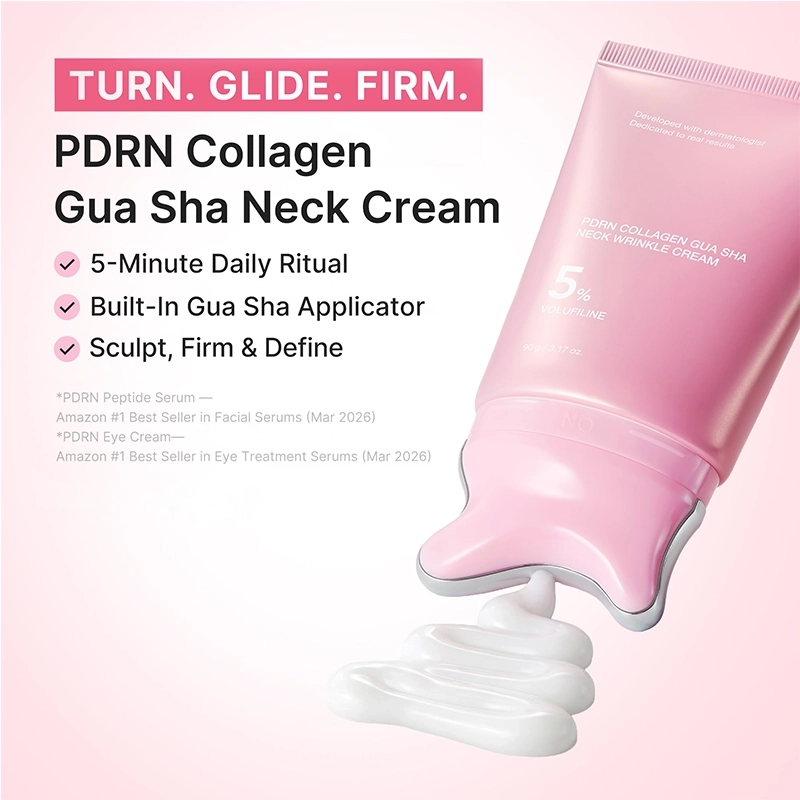 Collagen Gua Sha Neck Wrinkle Cream - Firming, Contour Care | For the Look of Fine Lines, Jawline, Neck