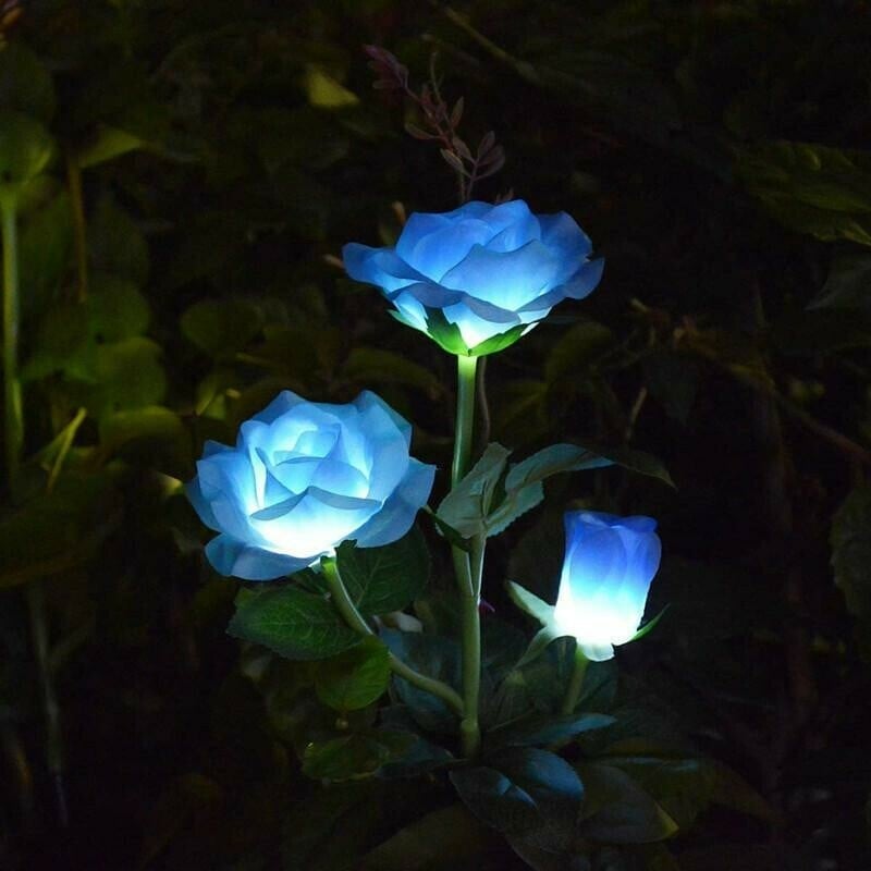 SPRING ARTIFICIAL ROSE SOLAR GARDEN STAKE LIGHTS
