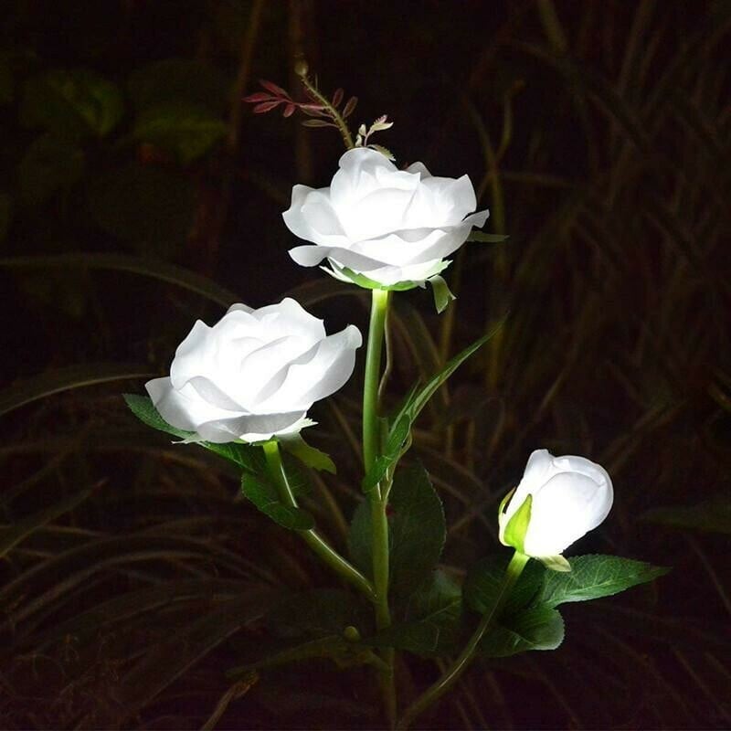SPRING ARTIFICIAL ROSE SOLAR GARDEN STAKE LIGHTS