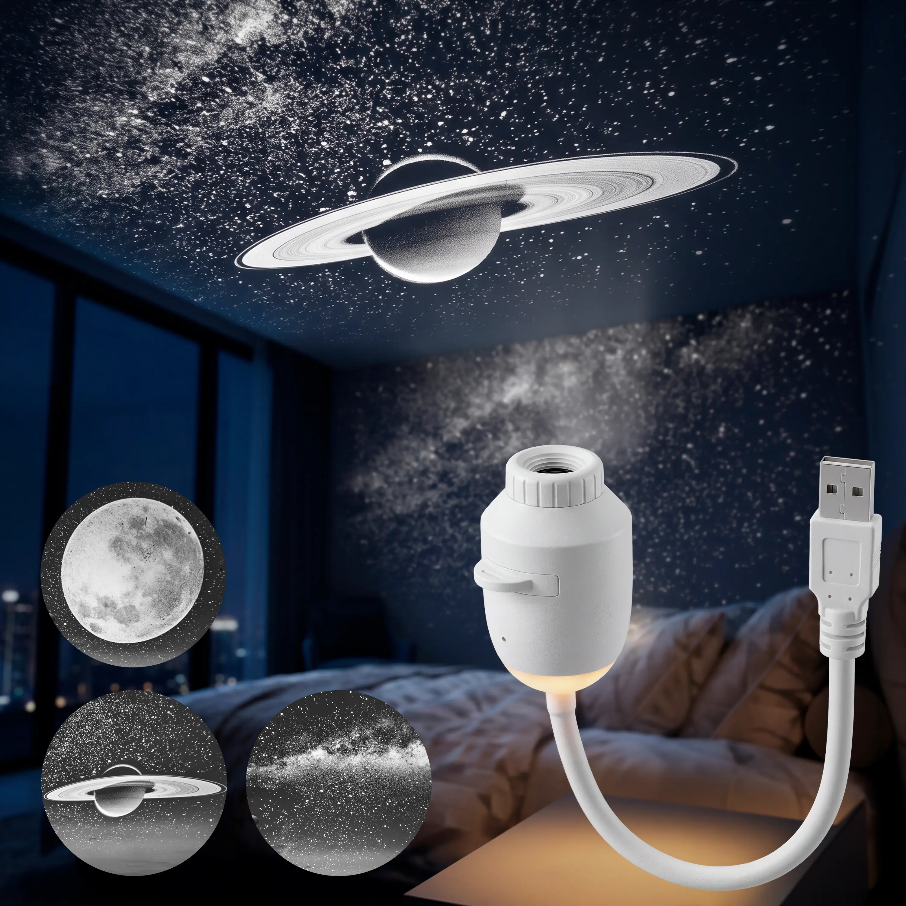 2-in-1 Starry Sky Projector Night Light, Portable Galaxy Projector with 3 Interchangeable Films, USB LED Night Light with Adjustable Brightness & Touch Control, Mini Starry Projector for Bedroom Ceiling Car Home Decor Gift for Adults