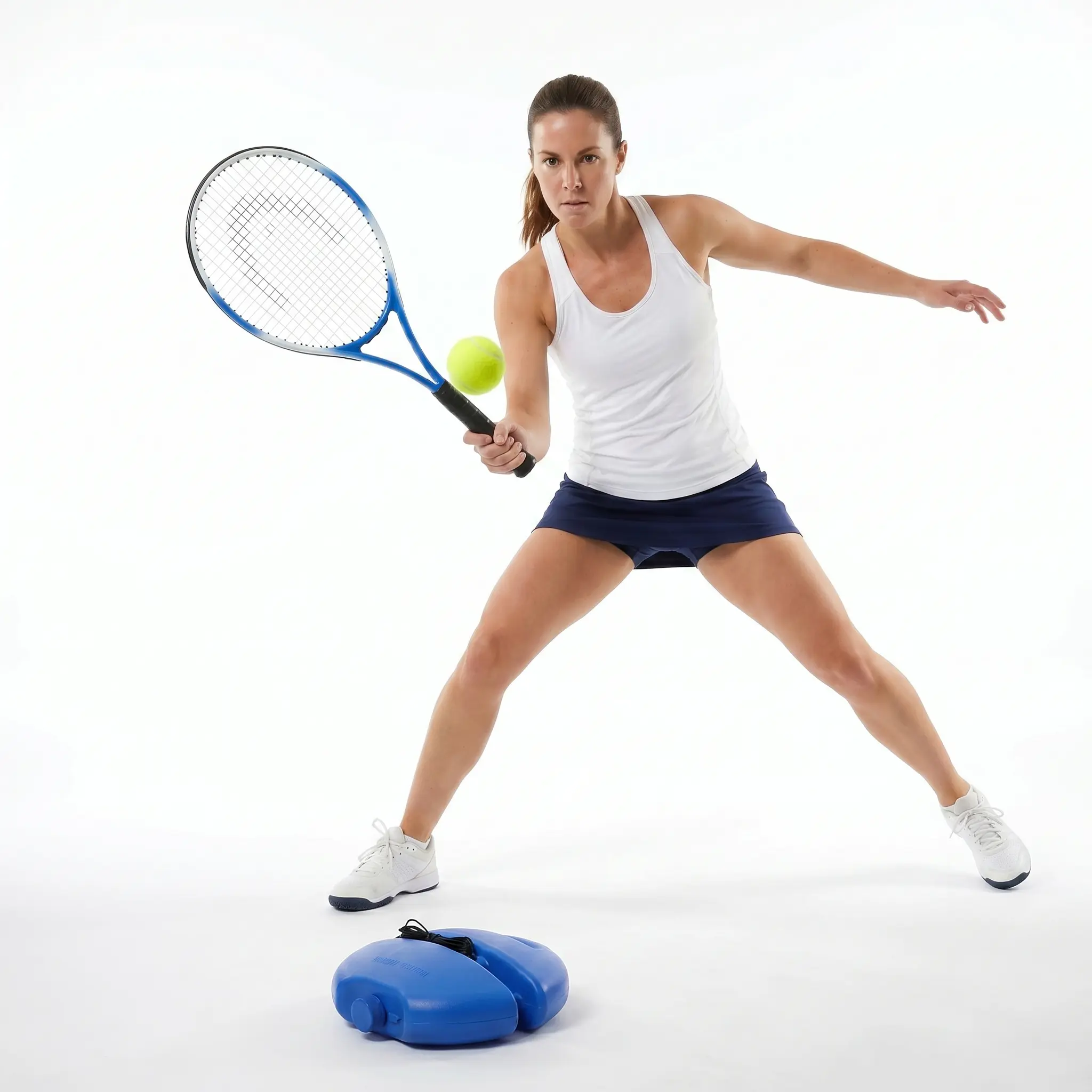 Portable Solo Tennis Trainer Set with Weighted Base Elastic Rebound String 2 Practice Balls Home Backyard Outdoor Sports Training Gear