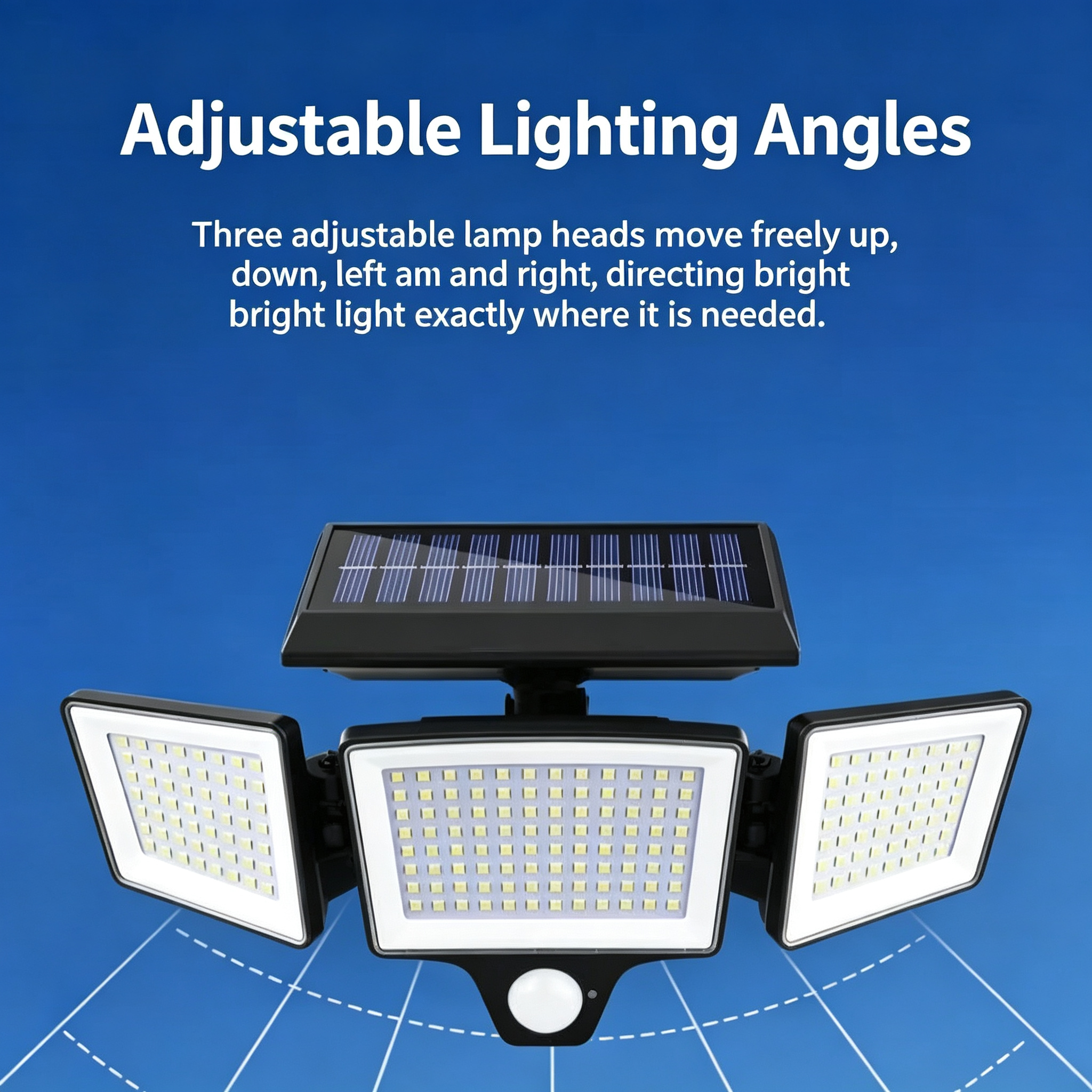 Solar Outdoor Security Spotlights, 2500LM 3-Head Dimmable Adjustable Wall Mount Lights with 3 Modes, IP65 Waterproof, for Garage, Festival Gift