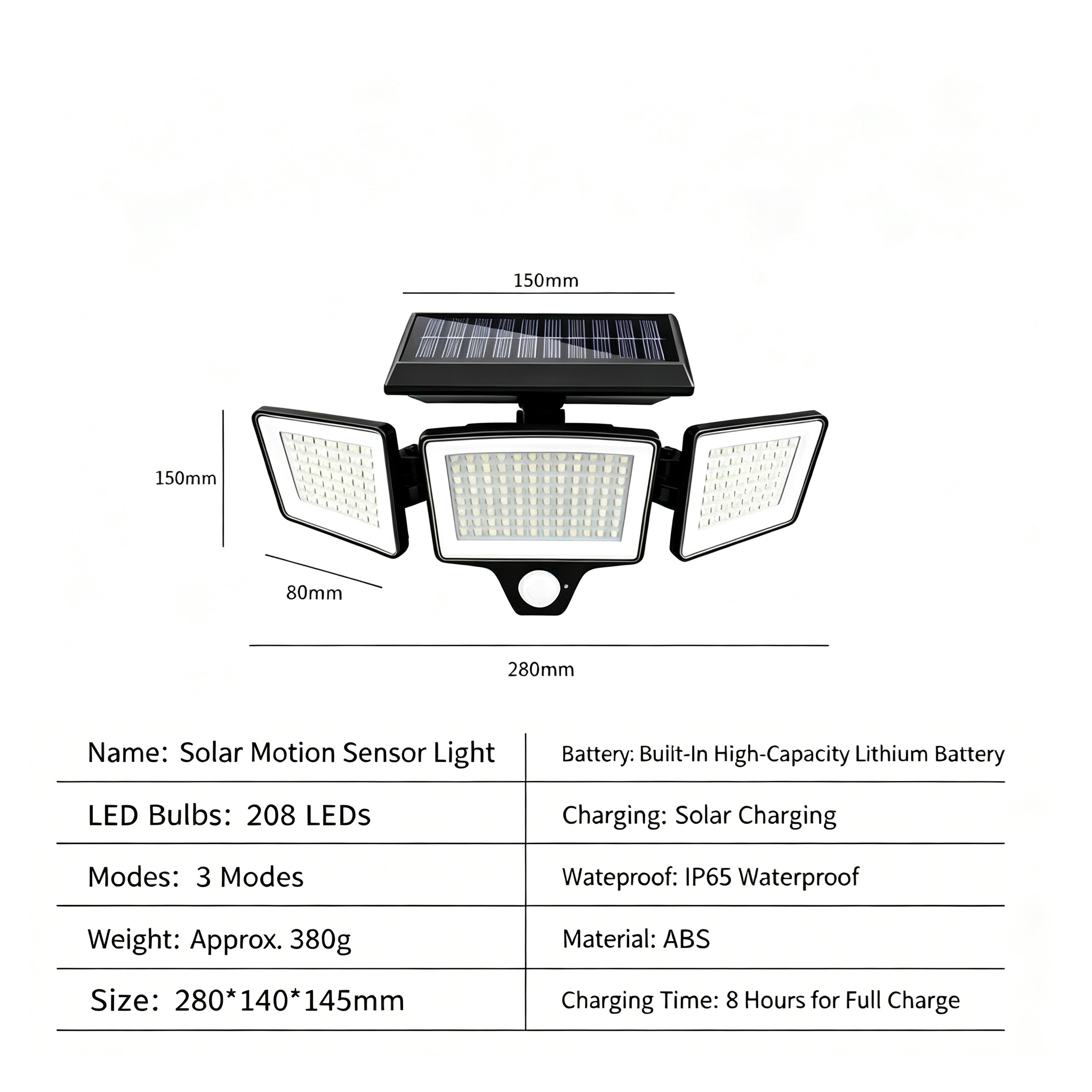 Solar Outdoor Security Spotlights, 2500LM 3-Head Dimmable Adjustable Wall Mount Lights with 3 Modes, IP65 Waterproof, for Garage, Festival Gift