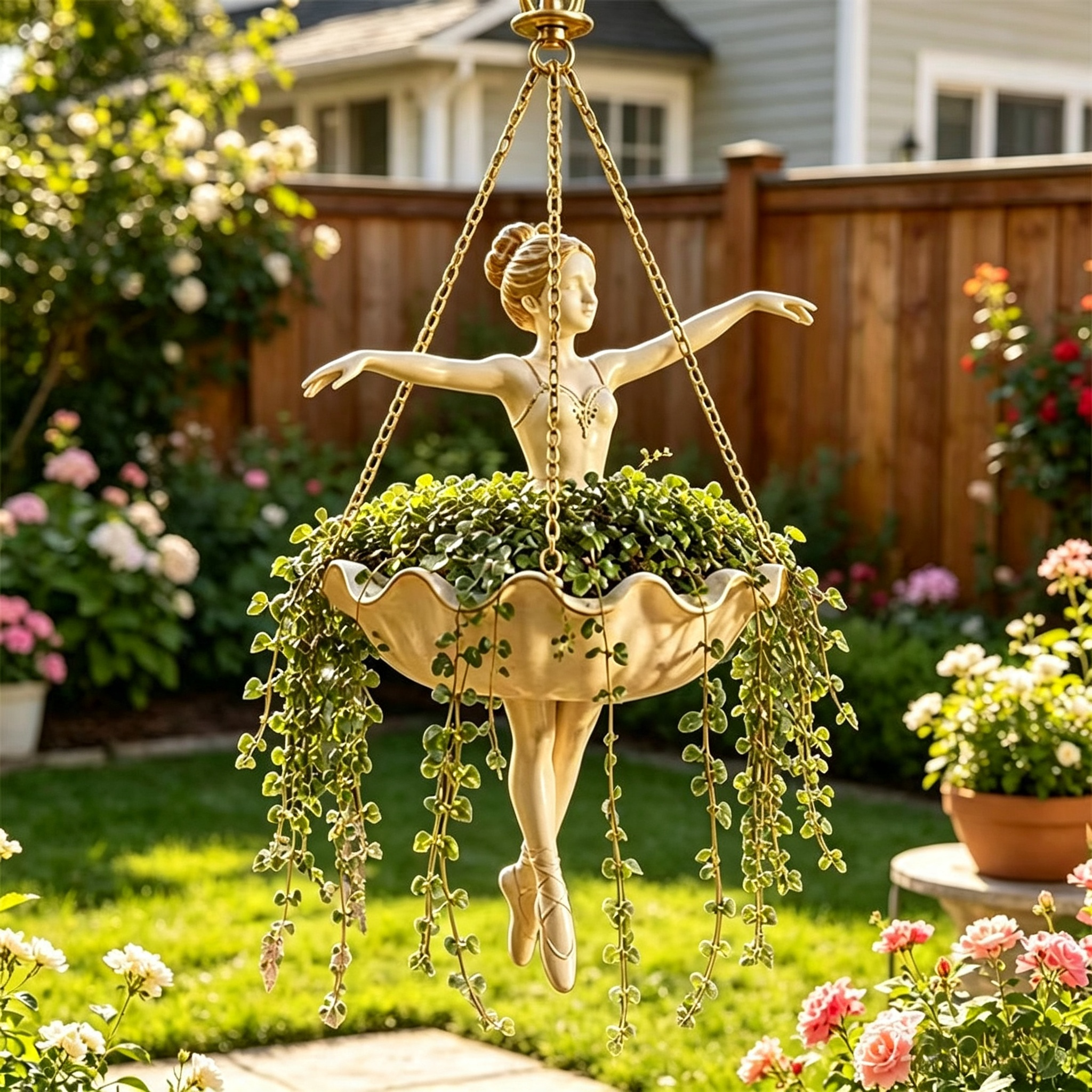 💃Dreamy Resin Ballerina Girl Hanging Planter for your garden