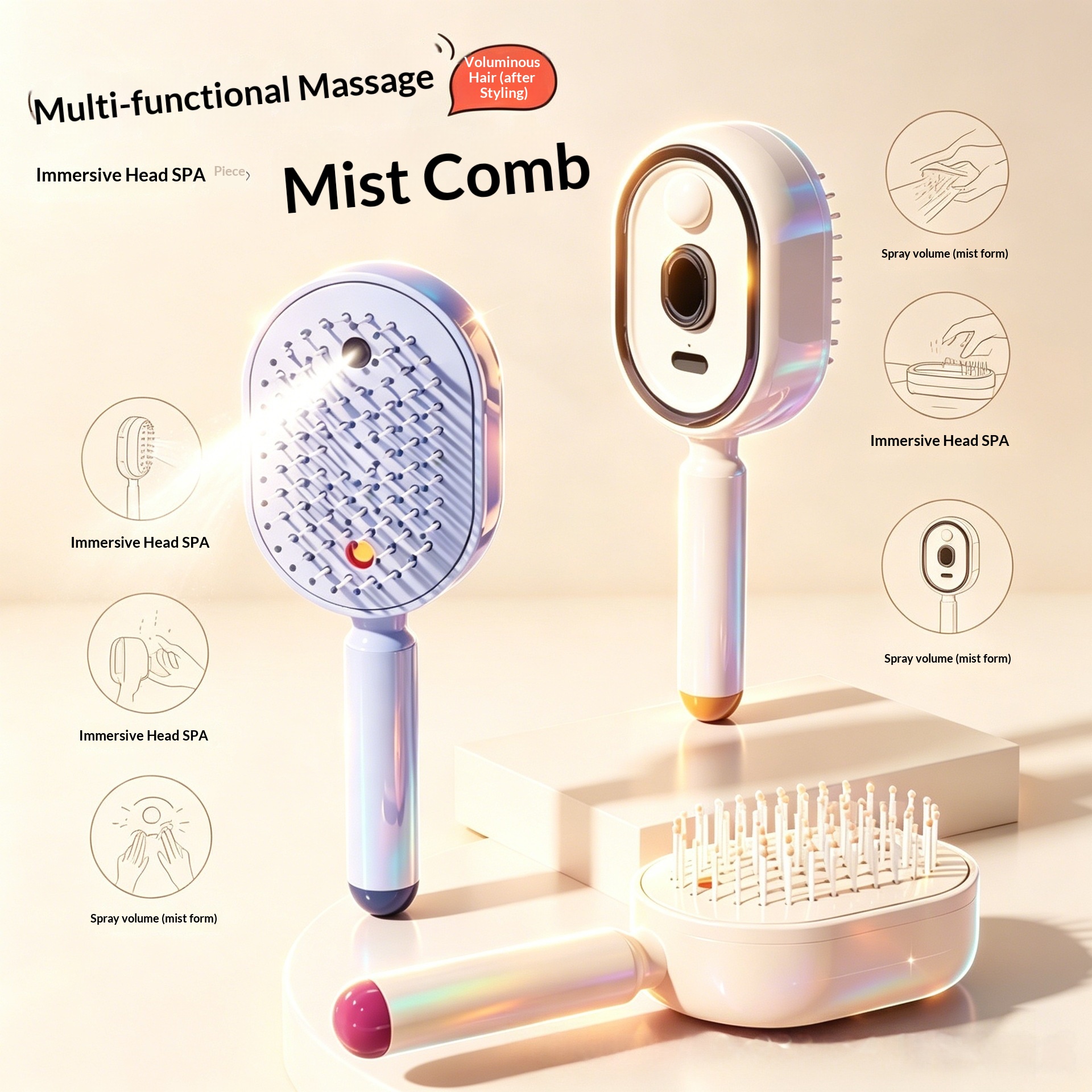 Wireless Negative Ion 2-in-1 Hair Straightening Brush
