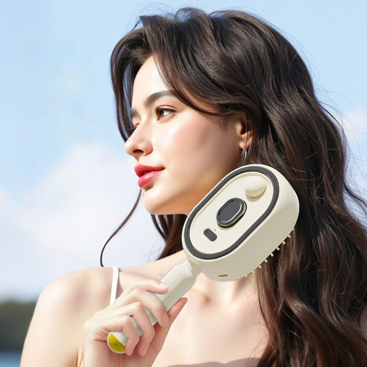 Wireless Negative Ion 2-in-1 Hair Straightening Brush