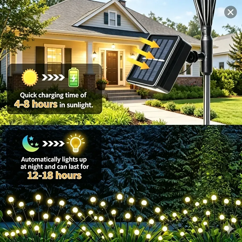 Big Bulb Solar Firefly Lights | Waterproof Outdoor Solar Fairy Lights for Patio & Garden Decor