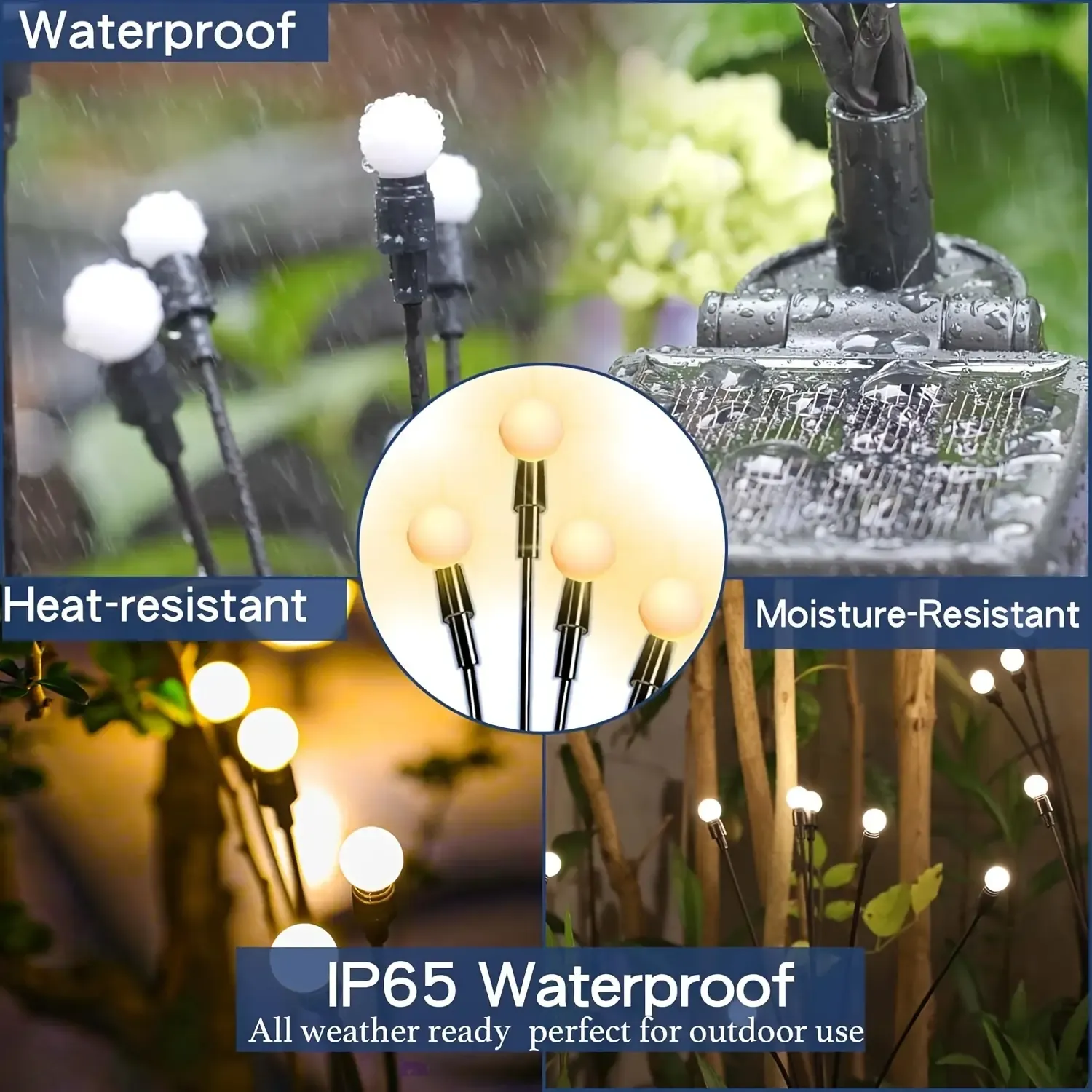 Big Bulb Solar Firefly Lights | Waterproof Outdoor Solar Fairy Lights for Patio & Garden Decor
