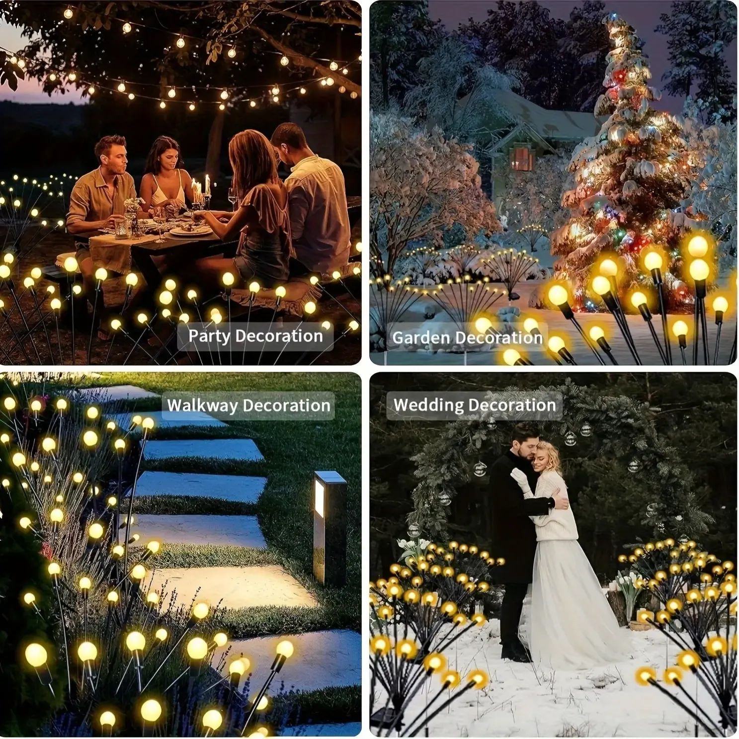 Big Bulb Solar Firefly Lights | Waterproof Outdoor Solar Fairy Lights for Patio & Garden Decor