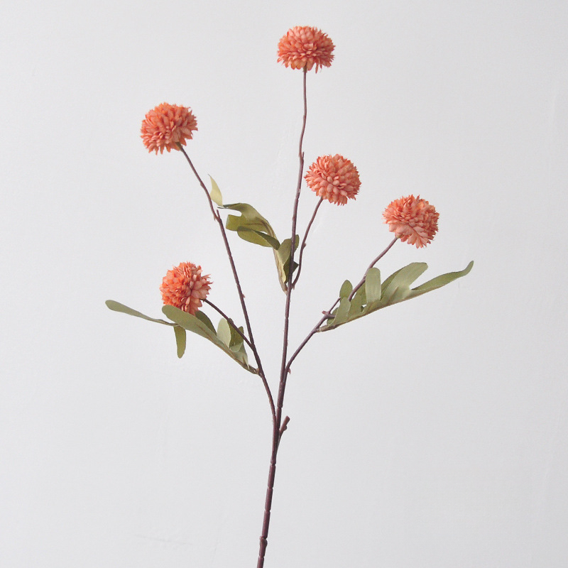 12Pcs Summer and Autumn Orange Harvest Festival Red Artificial Pom-Pom Flowers Snowball - Graduation Gifts Dandelion Bulk Faux Silk Blooms for DIY Bouquets, Wedding Centerpieces & Home Office Teacher Appreciation Gifts