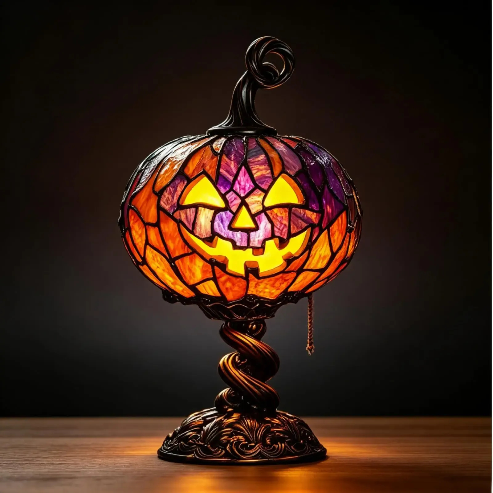 New Halloween Glowing Ghost  Pumpkin Table Lamp, Resin Craft Creative Home Decor Ornament, Unique DIY Decoration Piece