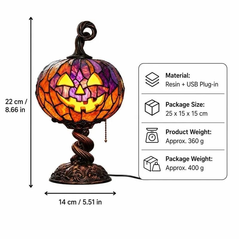 New Halloween Glowing Ghost  Pumpkin TableLamp, Resin Craft Creative Home DecorOrnament, Unique DIY Decoration Piece