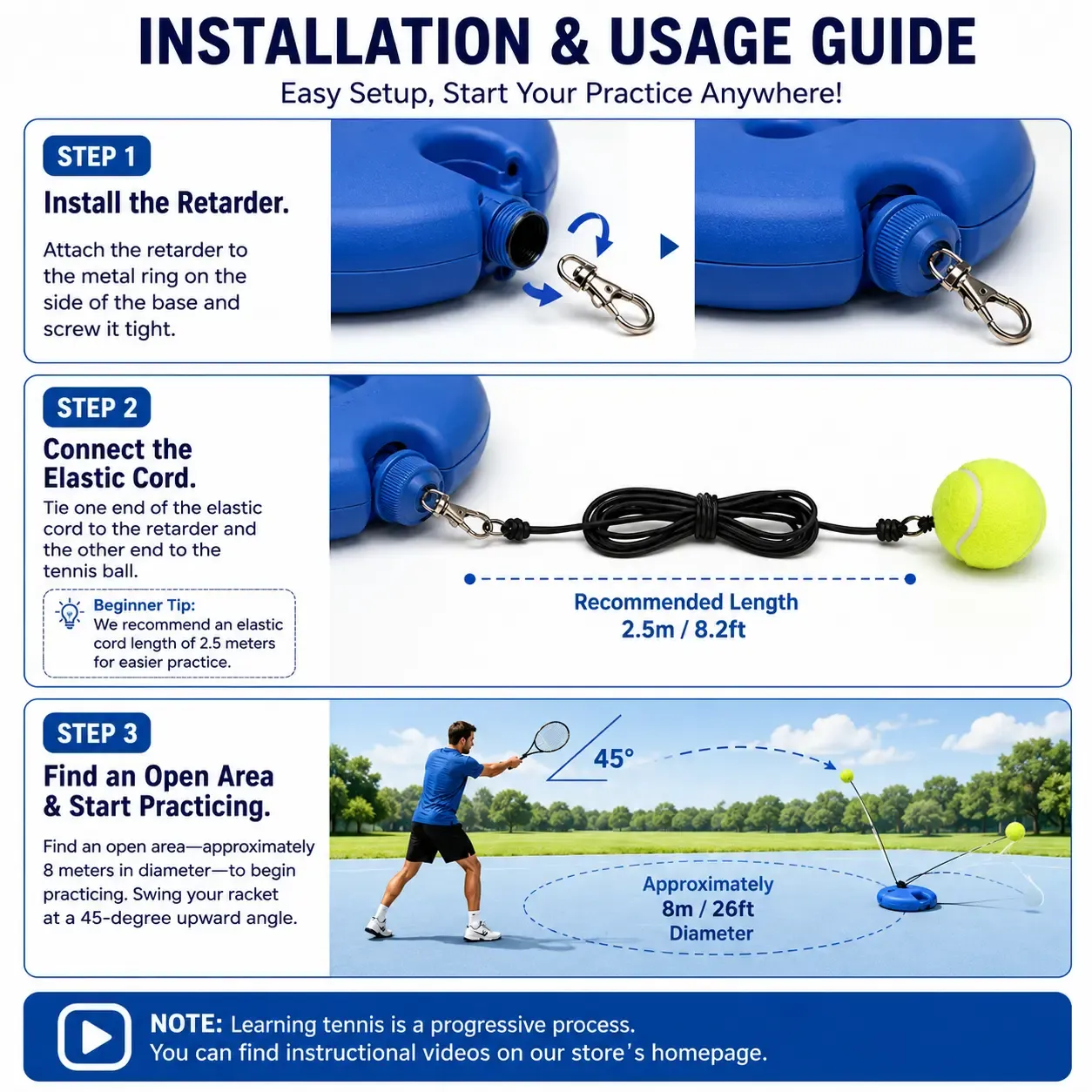 Portable Solo Tennis Trainer Set with Weighted Base Elastic Rebound String 2 Practice Balls Home Backyard Outdoor Sports Training Gear