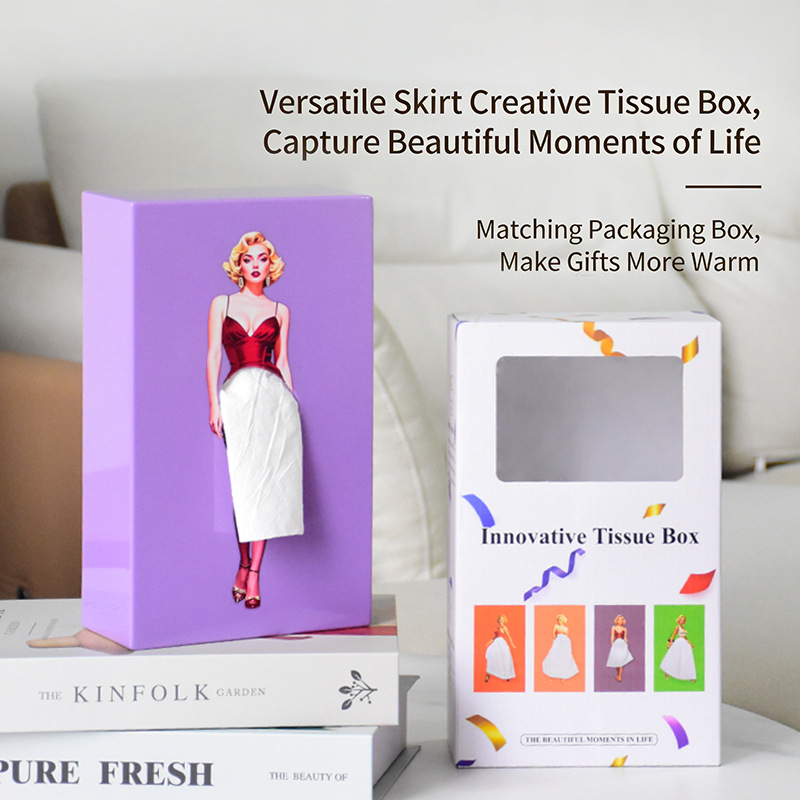 Versatile Skirt Tissue Box, Creative, High Aesthetic Value, Living Room Table Decoration, Flying Skirt Girl Tissue Box