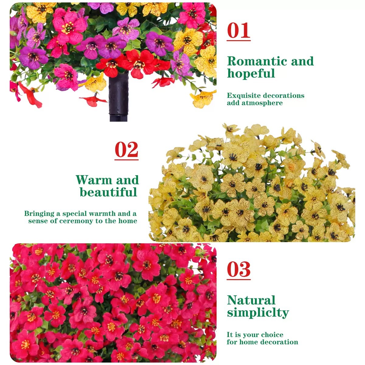 Lightweight Faux Daisy Bouquet with Eucalyptus Boxwood Greenery | Plastic Artificial Flowers for Indoor Outdoor Garden Patio Summer Decor