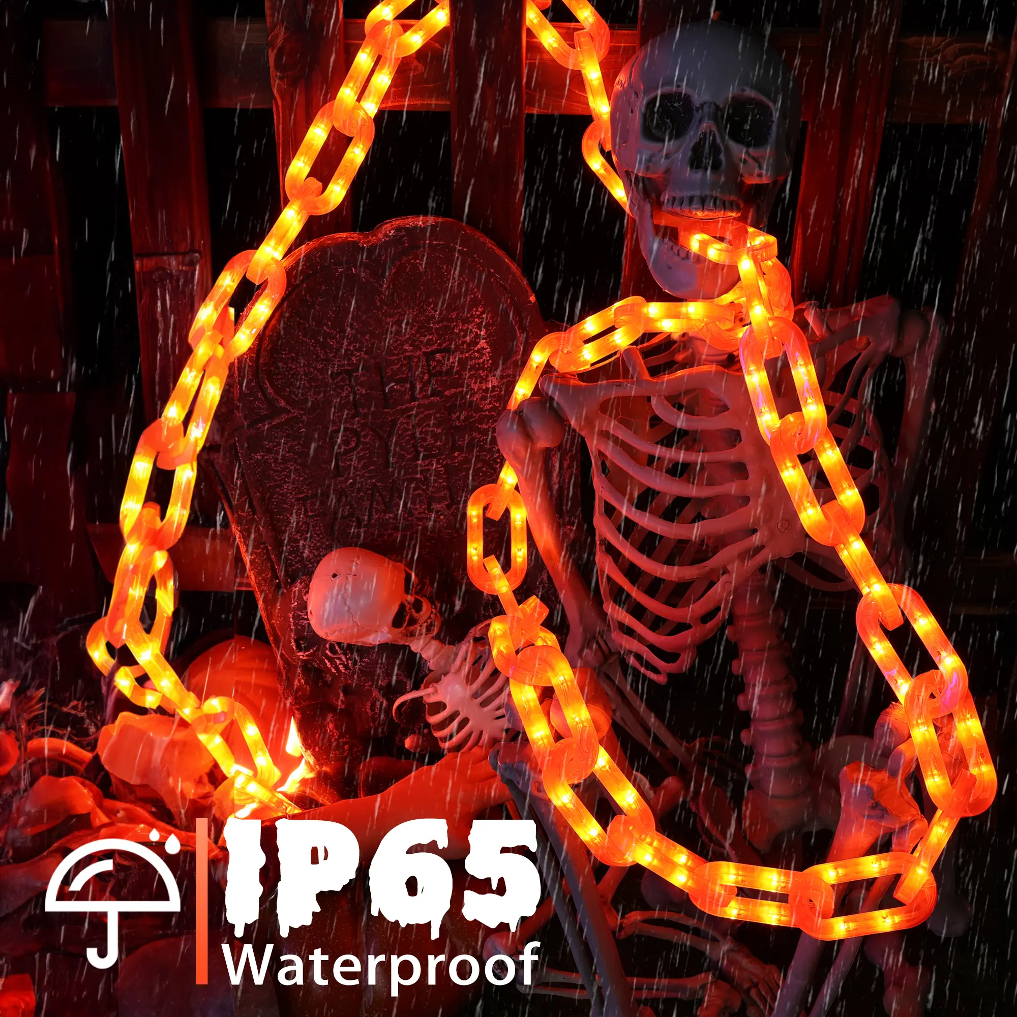 Halloween Solar String Lights Outdoor, 10 Ft 160 LED Waterproof Plastic Chain Mesh Lights with 8 Modes, Creepy Hanging Decor for Halloween Party, Bush, Fence, Yard, US Patent, Outdoor Decoration Light, Waterproof Tree Light