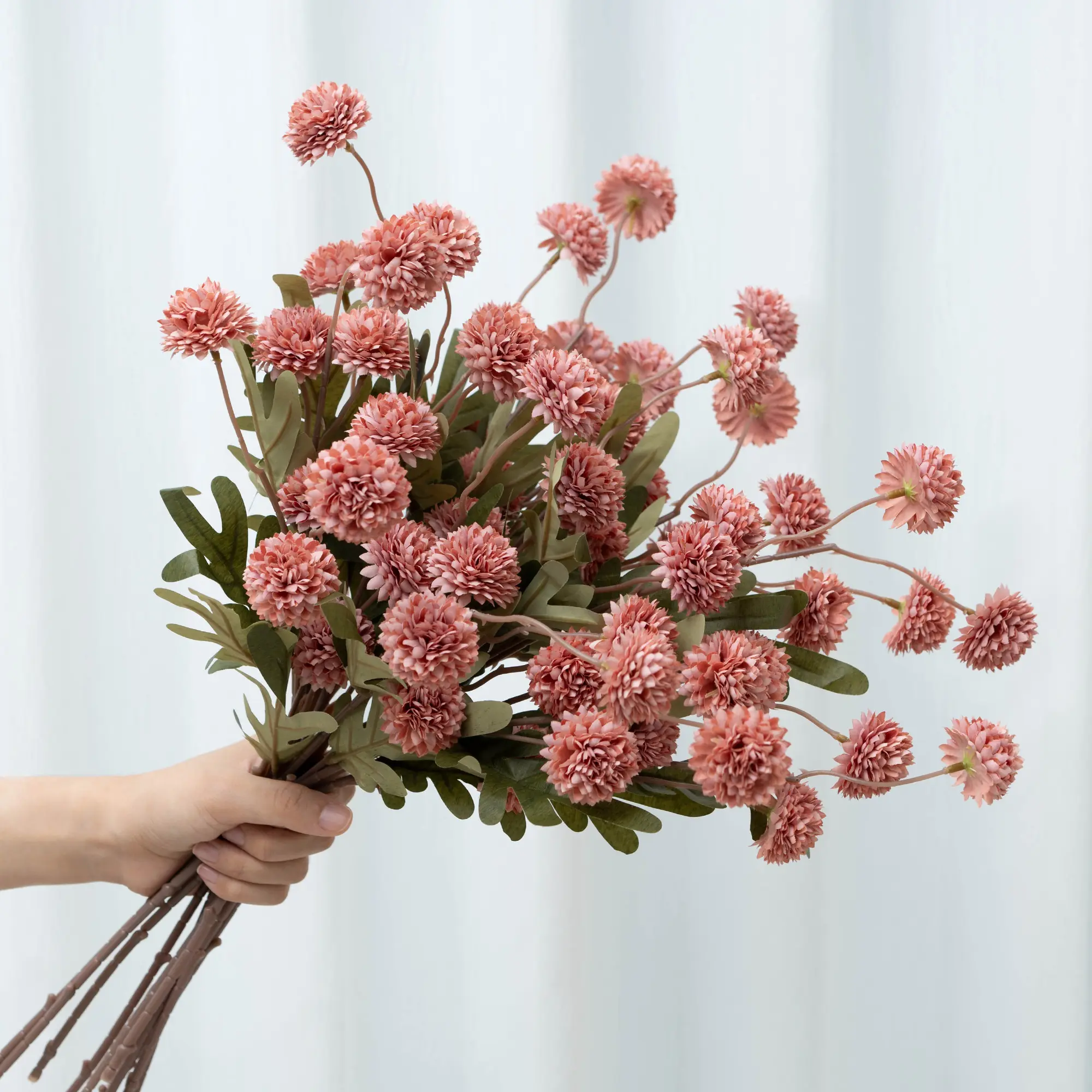 12Pcs Summer and Autumn Orange Harvest Festival Red Artificial Pom-Pom Flowers Snowball - Graduation Gifts Dandelion Bulk Faux Silk Blooms for DIY Bouquets, Wedding Centerpieces & Home Office Teacher Appreciation Gifts