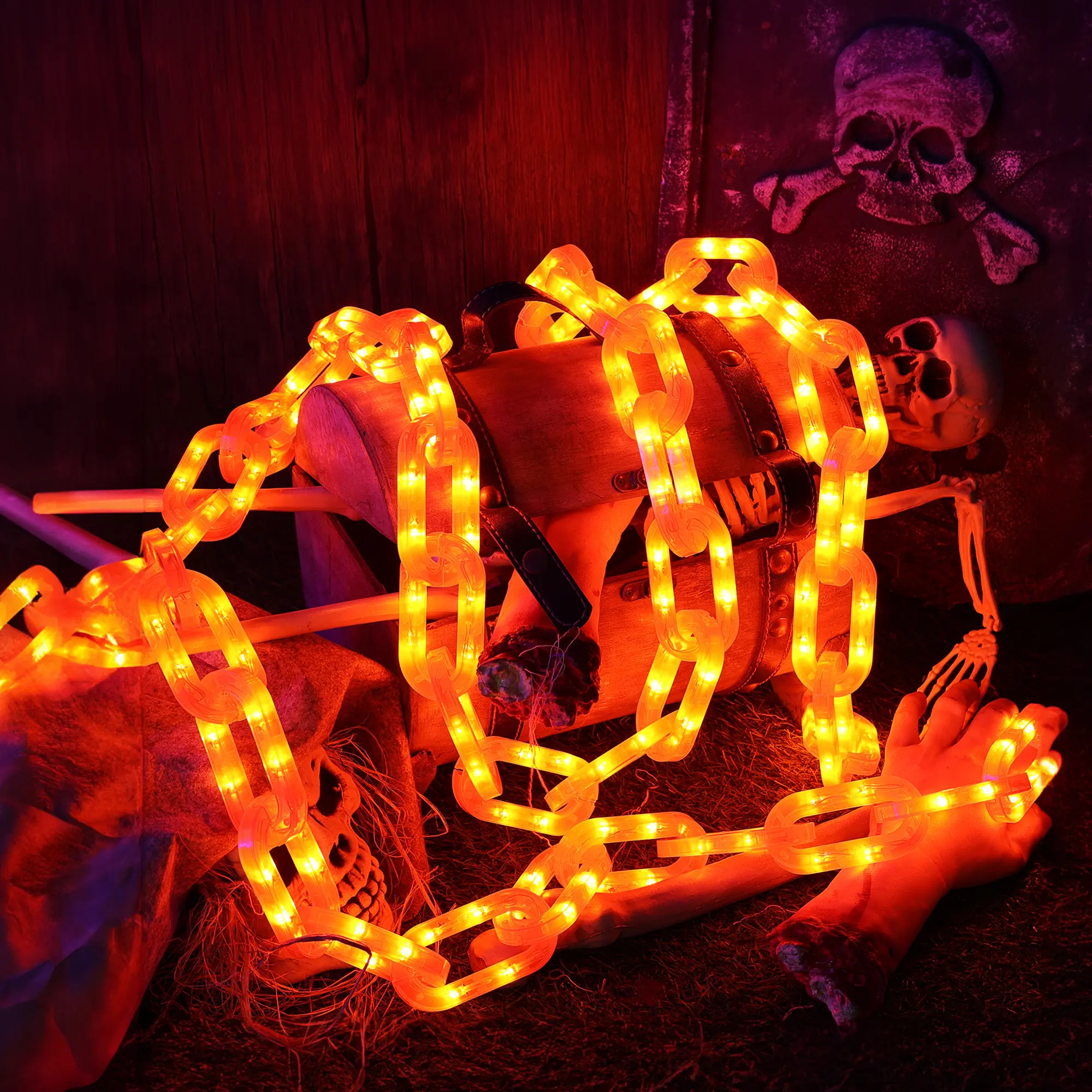 Halloween Solar String Lights Outdoor, 10 Ft 160 LED Waterproof Plastic Chain Mesh Lights with 8 Modes, Creepy Hanging Decor for Halloween Party, Bush, Fence, Yard, US Patent, Outdoor Decoration Light, Waterproof Tree Light