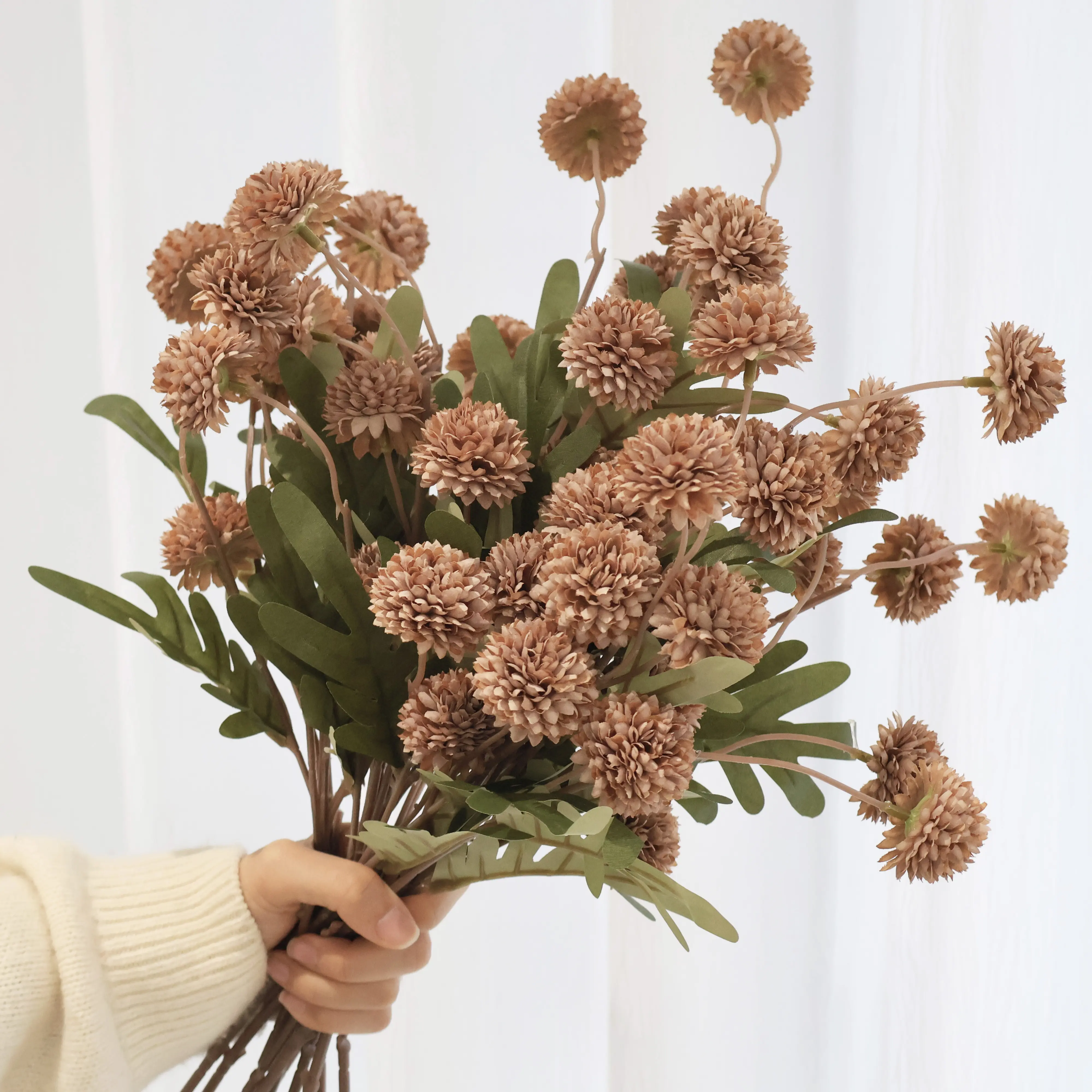 12Pcs Summer and Autumn Orange Harvest Festival Red Artificial Pom-Pom Flowers Snowball - Graduation Gifts Dandelion Bulk Faux Silk Blooms for DIY Bouquets, Wedding Centerpieces & Home Office Teacher Appreciation Gifts