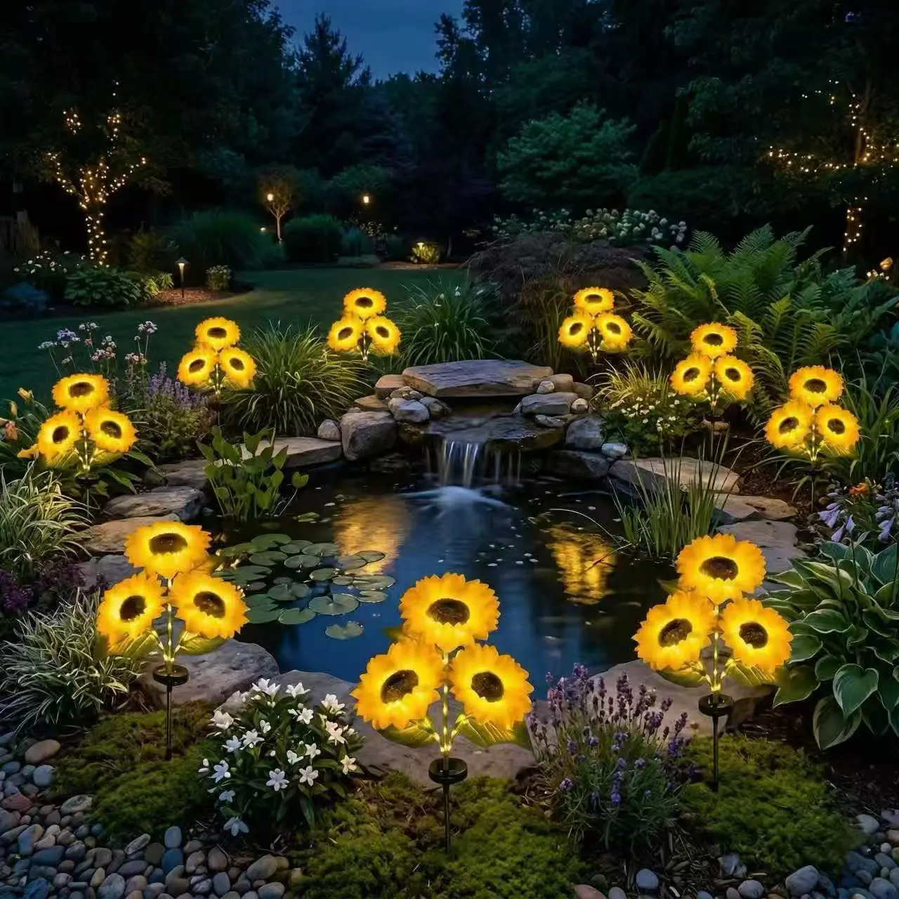 LED Solar Sunflower Garden Stake Lights - 2/4/6 Packs, 14cm Large Flower Heads, 65cm Tall, IP65 Waterproof Realistic Decor for Lawn, Patio, Light