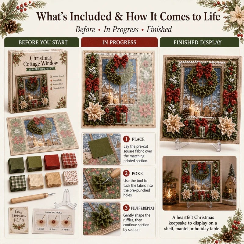🔥 Last Day 49% OFF –🎁3D Christmas Fabric Poke Art Kit🎄